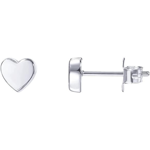 14K Gold Plated Sterling Silver Heart Shaped Cute Dainty Earrings for Women - Picture 1 of 6